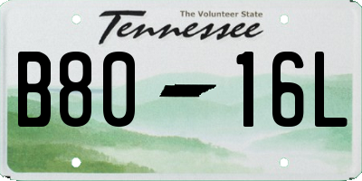 TN license plate B8016L