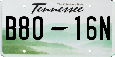 TN license plate B8016N