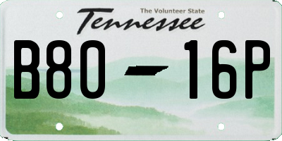 TN license plate B8016P