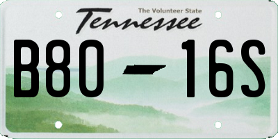 TN license plate B8016S