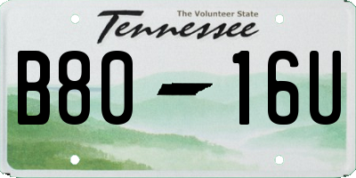 TN license plate B8016U