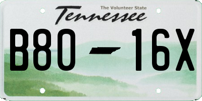 TN license plate B8016X