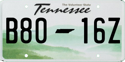TN license plate B8016Z