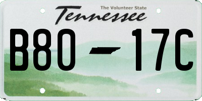 TN license plate B8017C