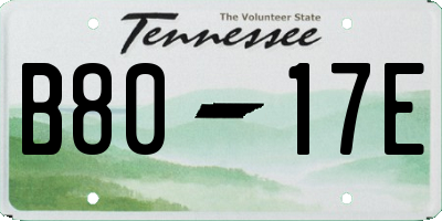 TN license plate B8017E