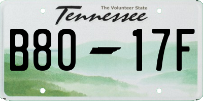 TN license plate B8017F