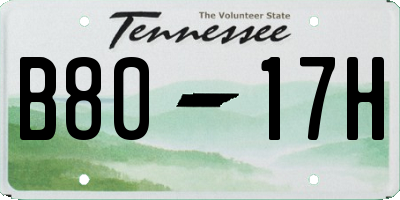 TN license plate B8017H