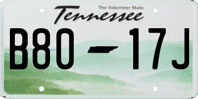 TN license plate B8017J