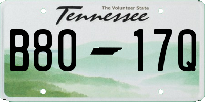 TN license plate B8017Q