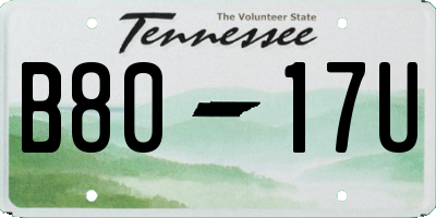 TN license plate B8017U
