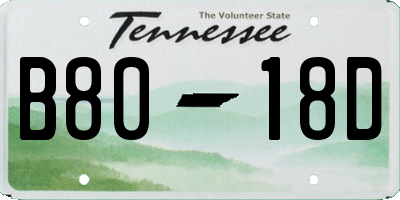TN license plate B8018D