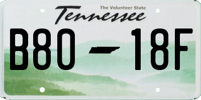 TN license plate B8018F