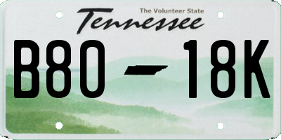 TN license plate B8018K