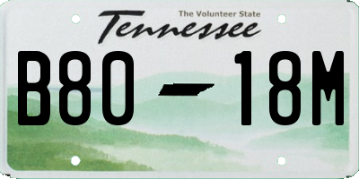 TN license plate B8018M
