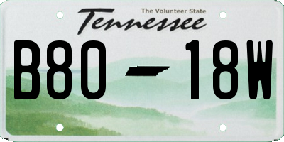 TN license plate B8018W