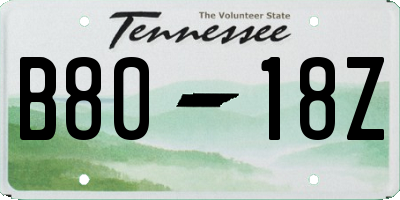 TN license plate B8018Z