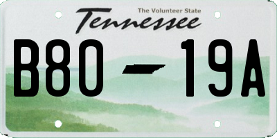 TN license plate B8019A