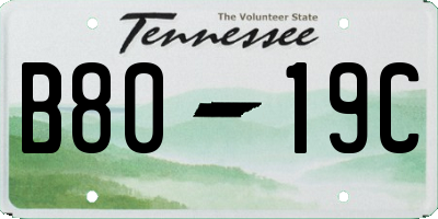 TN license plate B8019C