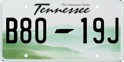 TN license plate B8019J