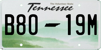 TN license plate B8019M
