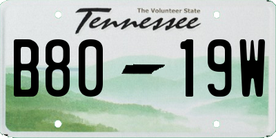 TN license plate B8019W