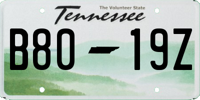 TN license plate B8019Z