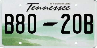 TN license plate B8020B