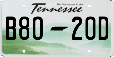 TN license plate B8020D