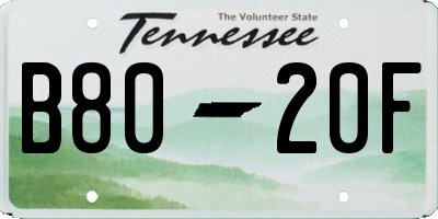TN license plate B8020F