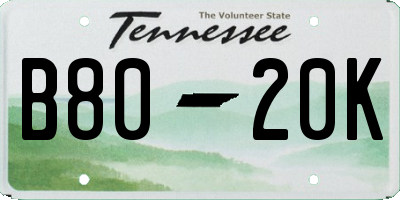 TN license plate B8020K