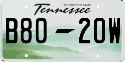 TN license plate B8020W