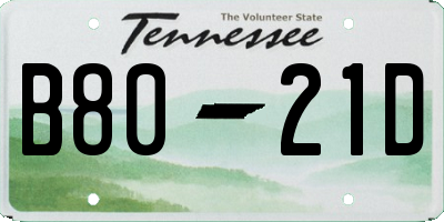 TN license plate B8021D