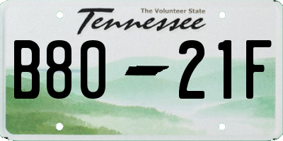 TN license plate B8021F