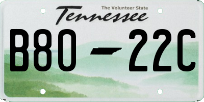 TN license plate B8022C