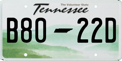 TN license plate B8022D