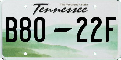 TN license plate B8022F