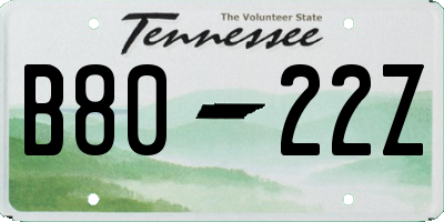 TN license plate B8022Z