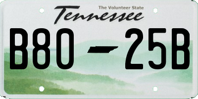 TN license plate B8025B