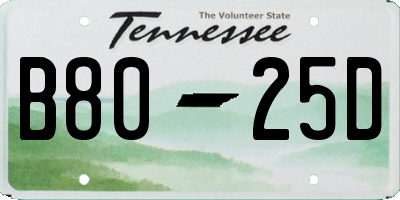 TN license plate B8025D