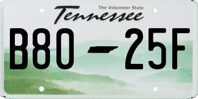 TN license plate B8025F