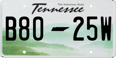 TN license plate B8025W