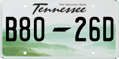TN license plate B8026D
