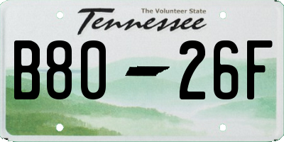 TN license plate B8026F