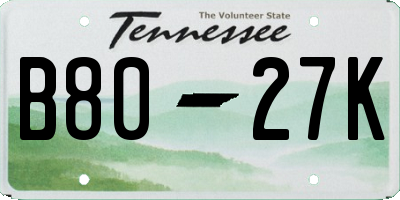 TN license plate B8027K