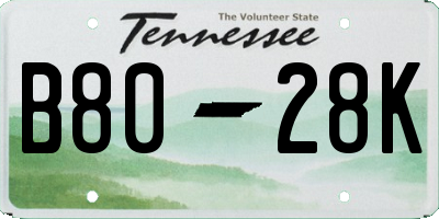 TN license plate B8028K