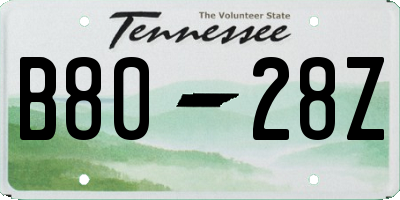 TN license plate B8028Z