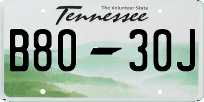 TN license plate B8030J