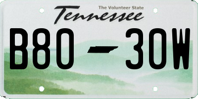 TN license plate B8030W