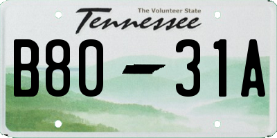 TN license plate B8031A