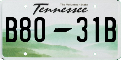 TN license plate B8031B